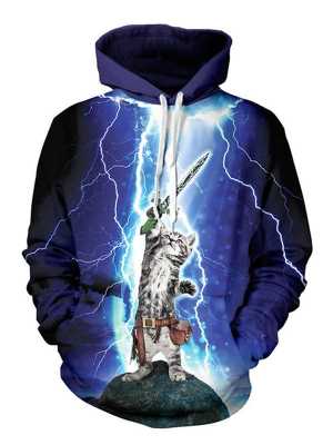 Hipster Young Fashion Unisex Cute Cat Warriors Casual Hoodies Pullovers Outwear