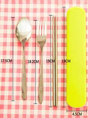 3 Pcs/lot New Fork Spoon Chopstick Travel Stainless Steel Cutlery Portable Bag Picnic