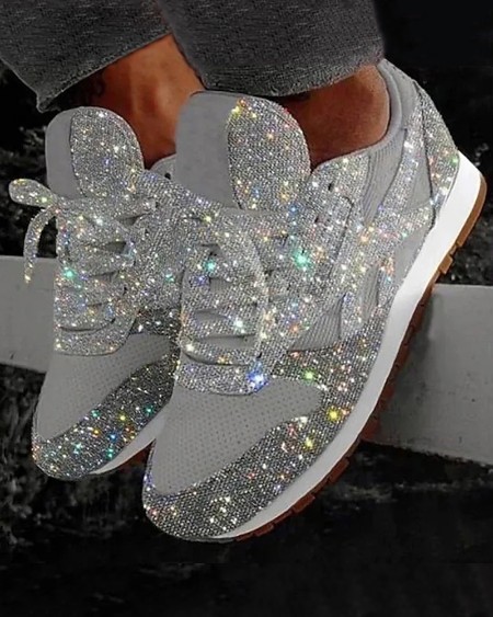 Sequins Lace-up Muffin Sneakers