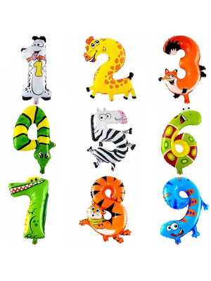 1PCS 16inch 2015 Animal Number Foil Balloons Kids Party Decoration Happy Birthday Wedding Decoration Ballon Gift