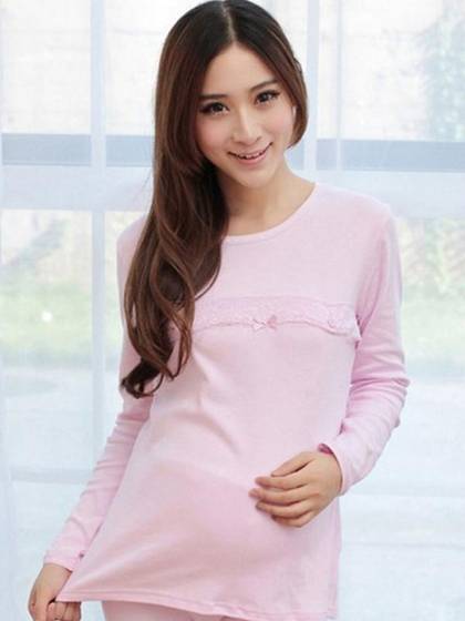 Women's Autumn Winter Pregnant Maternity Oversize Nurse Cotton Underwear Top+Bottom