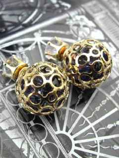 New Simple Street Style Hollow Ball Crystal  Ear Stud Earrings