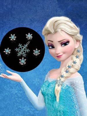 Women's Children's Fashion Frozen Free Fall Snowflakes Hair Clip Headwear Hair Accessories 6pcs