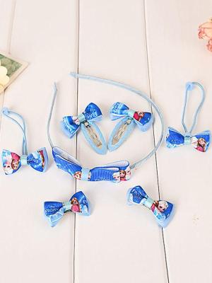 Kids Girls Frozen Free Fall Sophia Princess Letter Patterns 1*Hair Clasp + 2*BB Clip + 2* Duck Clip + 2* Hair Ring Hair Accessories Suits