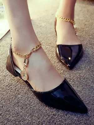 Women's Elegant Pointed Toe Flats Stylish PU Leather Basic OL Style Slip Flat Shoes Party Wear