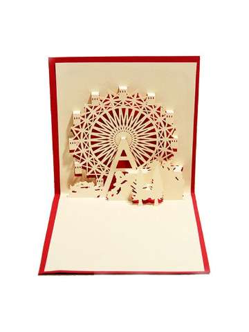 Paper-cut Ferris Wheel Creative 3D Greeting Cards Handmade Paper-cut Folding Card Postcards