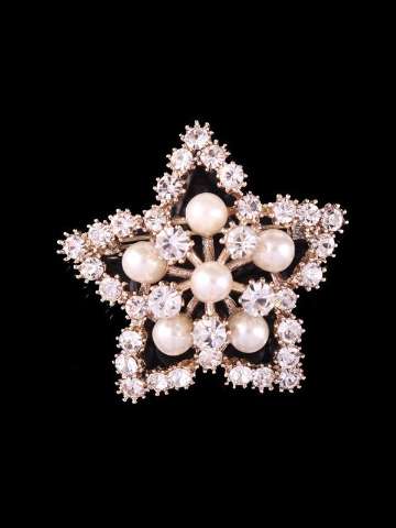 Unisex New Fashion Crystal Pearls Made Star Shape Decoration Brooch