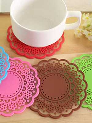 New Hot Silicone Coasters Round Cup Mat Lace Cup Color Vary Romantic Elegant Stain Resistant