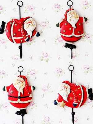 Hot Fashion Christmas Holiday Decoration & Gift Design Robe Hooks For Home Decoration Santa Claus Style Resin Craft