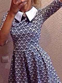 Women's Doll Collar Waist Dress Casual Dress Elegant Pleated Evening Dress Tutu Dress