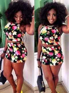 New Fashion Hot Sale Sexy Floral Print Two-piece Sleeveless Crop Top+Shorts Jumpsuit