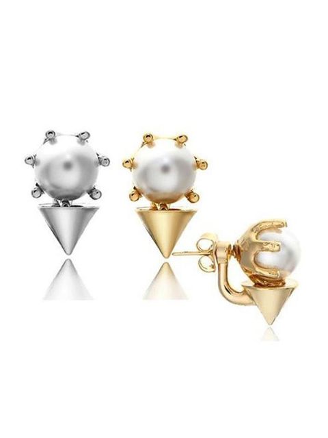 New Personality Lovely Cone Club Pearls  Ear Clip Ear Stud Earrings