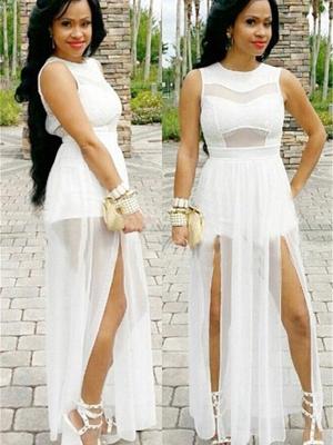 Women's Sexy White Lace High Waist Sweat Casual Slim Lace Party Dress Clubwear