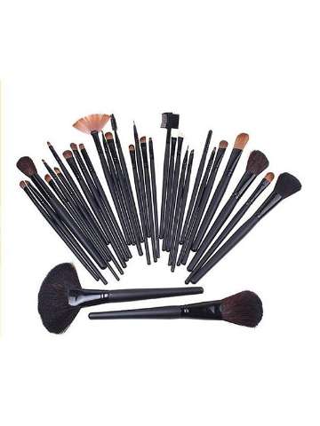 Beauty Black Leather Bag Magic Make Up Brush 32 Pieces Cosmetic Foundation Concealer Brush Set Professional Makeup  Tools