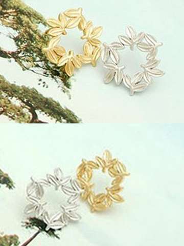 Jewelry Wholesale Clover Leaves Circle Stud Earring