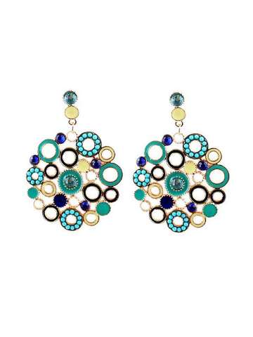 Fashion Design Blue Color Enamel Round Bijoux Dangle Earrings Top Selling Jewelry