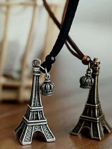 New Design Metal Philtower Fashion Vintage Crown Pendants Necklace