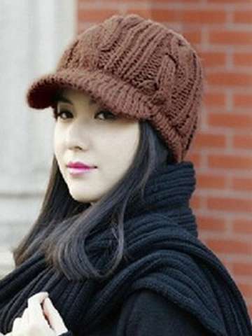 Elegant Women Hat Winter & Fall Wool Hat Knitted Hats Ladies All Match Head Cap