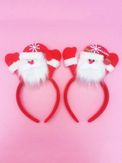 Christmas Celebrations Xmas Santa Claus Without Lamp Pattern Head Bands Festival Decrorative Props Girls Headwear(2 colors, random delivery)