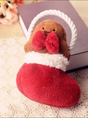 Pet Toy Bite Resistant Sound Woolen Vinyl Toys Christmas Cute Sock Interactive Training Pet Toy