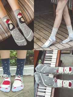 Women's Mr Santa Deer Tree Christmas Gift Sock Fashion Winter Wool Cute Cartoon Socks Warm Socks