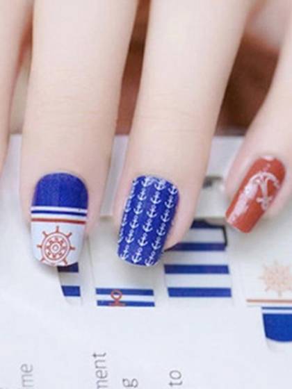 Women's Anchor Gear Pattern DIY Sticker Nail Art Decals Nails Wraps Nail Tools Manicure