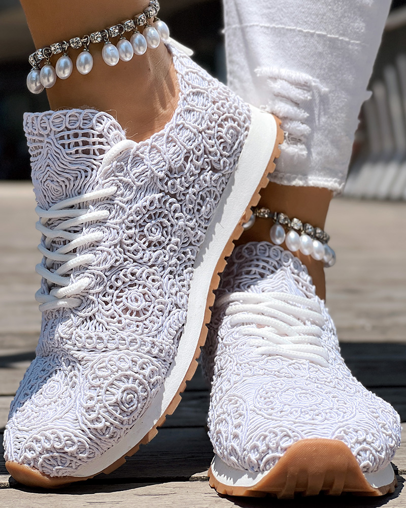 Casual Braided Upper Round Toe Flat Sneakers