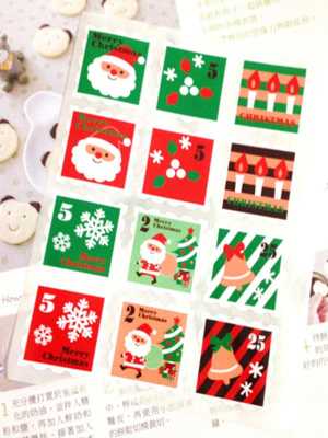 Christmas Stamp Print Sealing Stickers Cupcake Cookies Package Decoration Toothpick stickers Seals Stickes