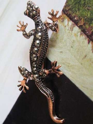 New Fashion Creative Punk Gold Diamond Lizard Hats Bags Clothes Accessories Brooch