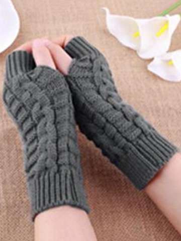 Fashion Unisex Knitted Fingerless Winter Gloves Soft Long Warm Mitten