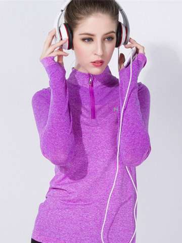 Women Fleece Sweatshirts Breathable Jacket Sports Thermal Lady Long Sleeve Outwear Pullovers Half-zip Blouse