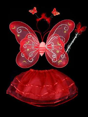 Children's Day Girl's Party Supplies Double Layer Butterfly Wings/Headband/Magic Stick/Skirt Angel Costumes