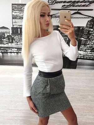 Women's Sexy Round Neck Long Sleeve High Waist Hip Package Slim Casual Dress