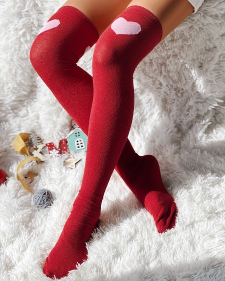Heart Pattern Over The Knee Socks Party Thigh High Stockings