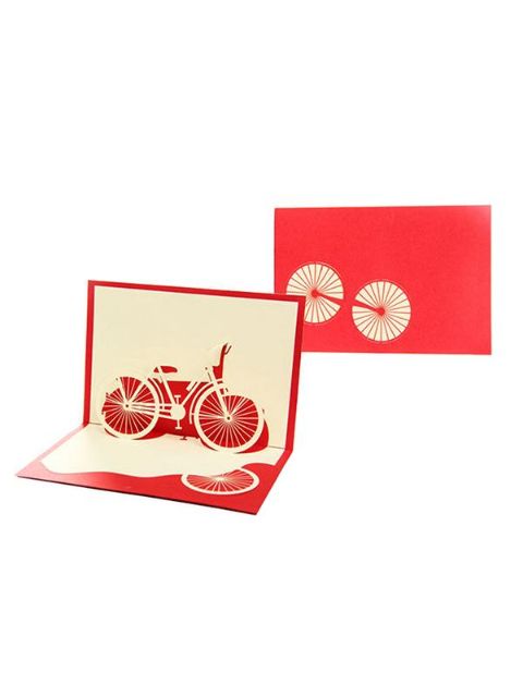 Creative 3D Greeting Cards Handmade Bicycle Paper-cut Engraving Postcards Folding Card