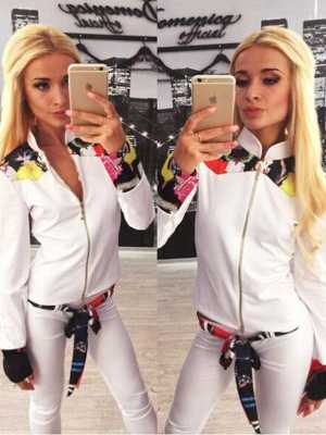 New Fashion Ladys Sweat Leisure Zipper Cute Cat Print Sweatshirts Suit Sets Sports Sets