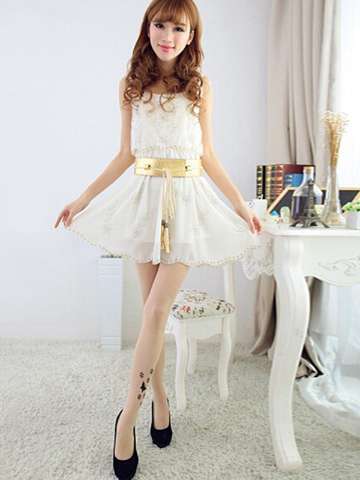 Sexy Slim Floral Printed Butterfly Fake  Tattoo Cored Wire Stockings Pantyhose