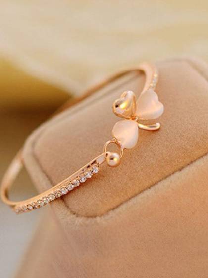 Women's Fashion New Clover Bowknot Gold Bracelet