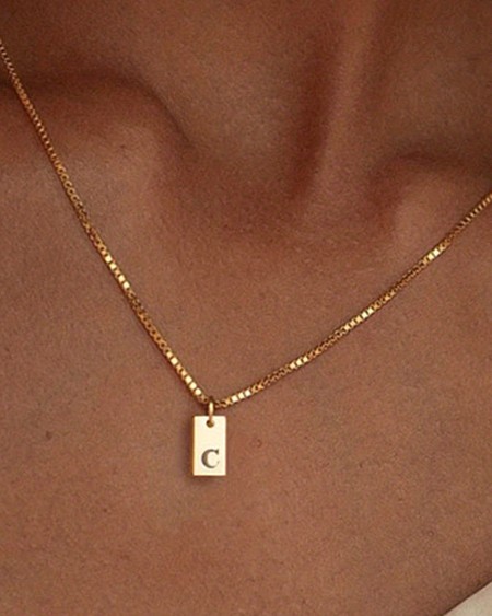 1pc Alphabet Letter Engraved Pendent Necklace