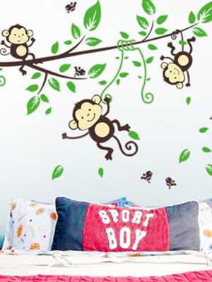 Tree Branch Sweet Monkey Removable Vinyl Decal Kid Room Home Decor Wall Stickers