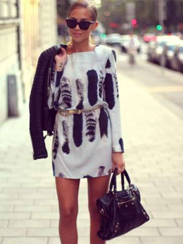 Fall Fashion Hot Sexy Deep V Back Printing Dress Long Sleeve Mini Dress