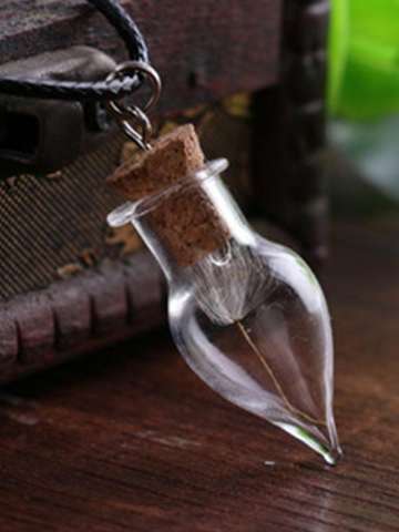 1PC Wish Bottle Necklace  Real Dandelion Seeds Water Drop Bottle Irish Botanical Pendant Real Dandelion Necklace