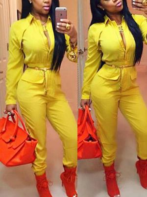 Womens Jumpsuit New Long Sleeve Zipper Lapel High Waist Frock Romper Casual Autumn And Winter Bodycon Jumpsuits