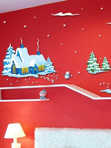 Merry Christmas Home Decoration Snowman Tree House Stickers Wall Window Stickers