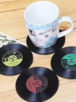 New Arrival Home Table Cup Mat Creative Decor Coffee Drink Placemat Spinning Retro Vinyl CD Record Drinks Coasters