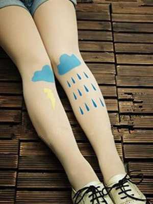 Sexy Slim  Stylish Cloudy Fake  Tattoo Flocking Velvet  Stockings Pantyhose