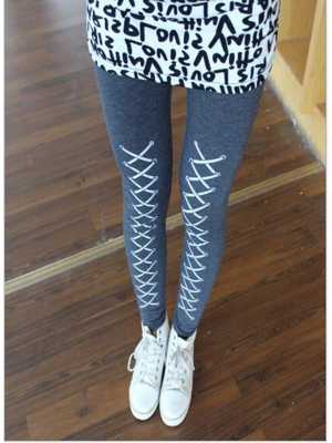 Fashion Women's Neon Candy Colors Faux Lace Up Print Slim Leggings Pants Tights O/S