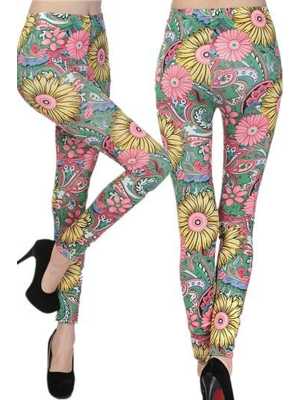 Women's Sexy Stretch chrysanthemum Pants for Women Juniors with Designs