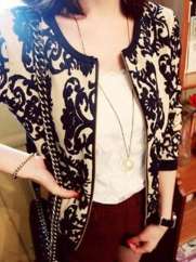 New 2015 Spring Autumn winter Cardigans Women sweater blazer cardigan Porcelain printed long-sleeve knitted sweaters_TQ