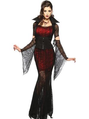 Horror Cosplay Costumes Deluxe Witch Halloween Vampire Queen Costume Dress Full Set Fancy Party